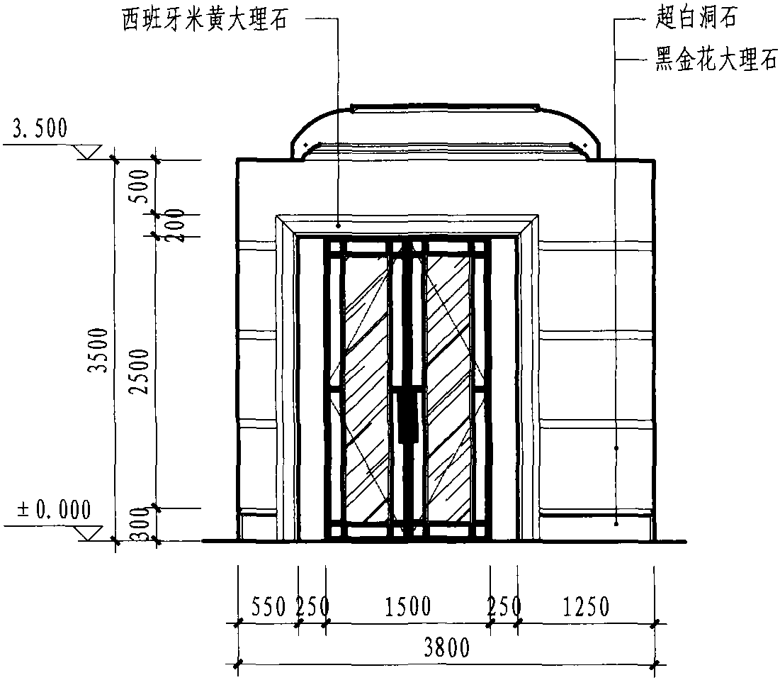 三层电梯厅B立面图 1:75